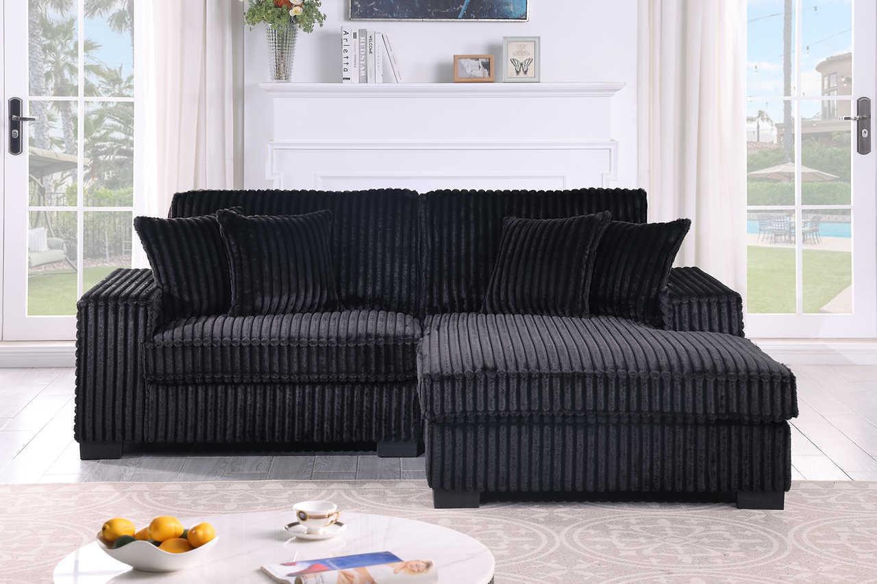 Comfy II Black Velvet 2-Piece Sectional - Image 2