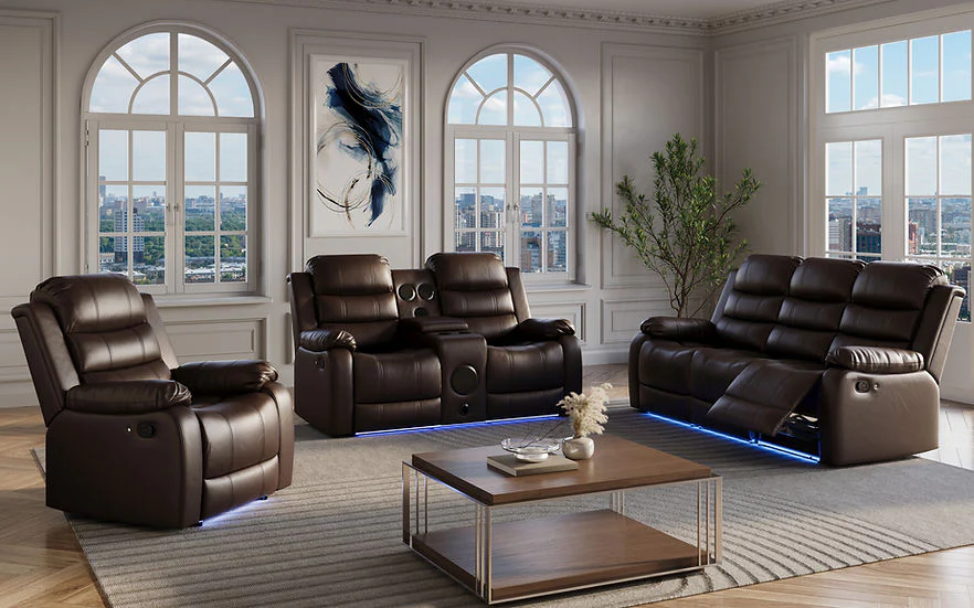 Marisol Brown Air Leather Living Room Set - Image 1