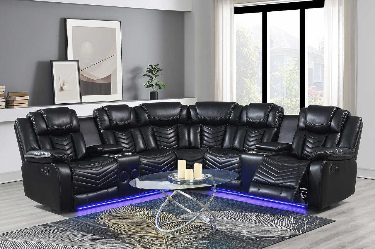 Lucky Charm Black Power Reclining Sectional - Image 1