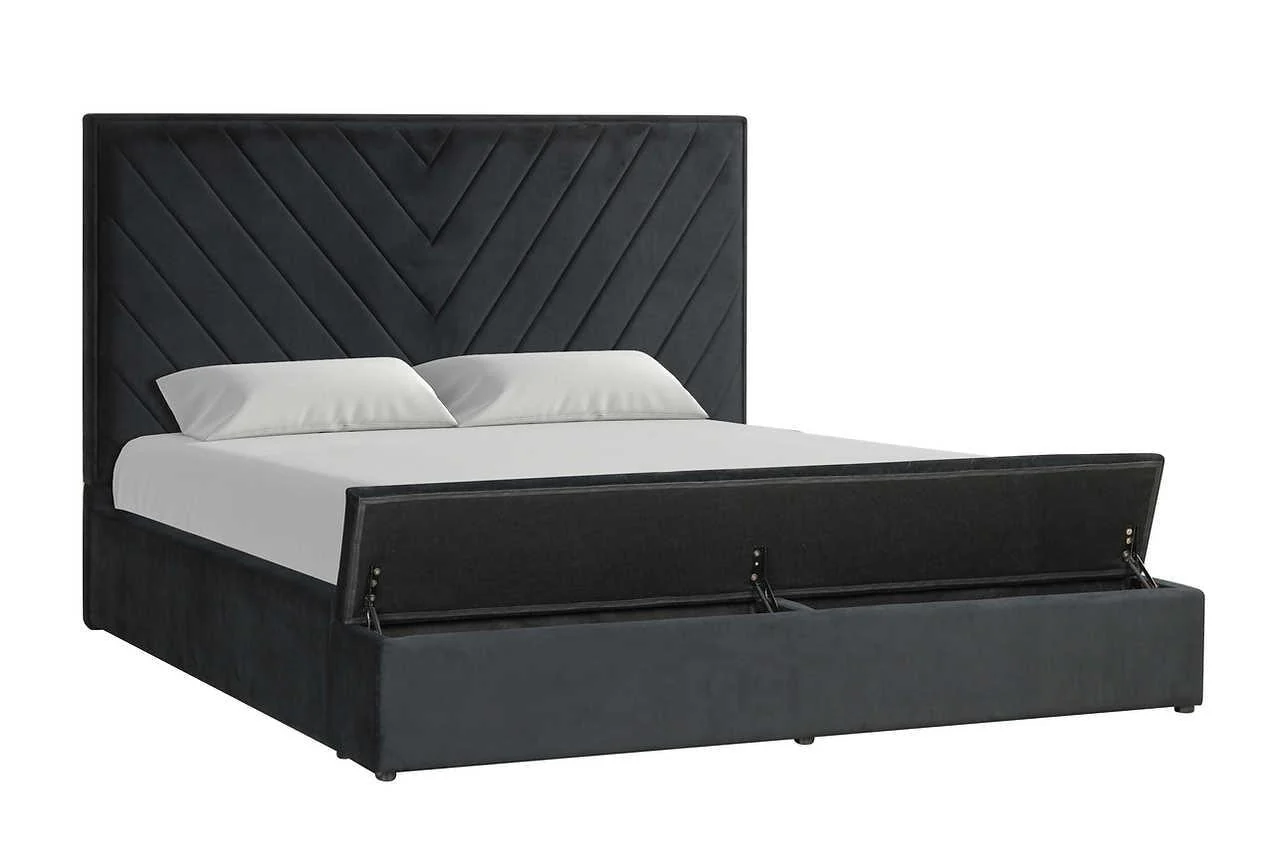 Mio Black Velvet Panel Queen Bed - Image 2