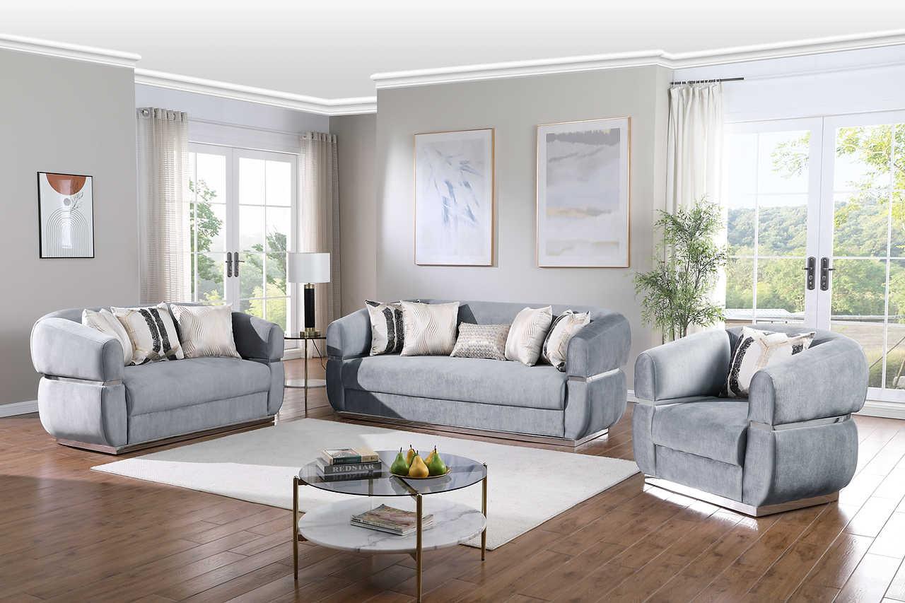 Carmela Grey Velvet Living Room Set - Image 1