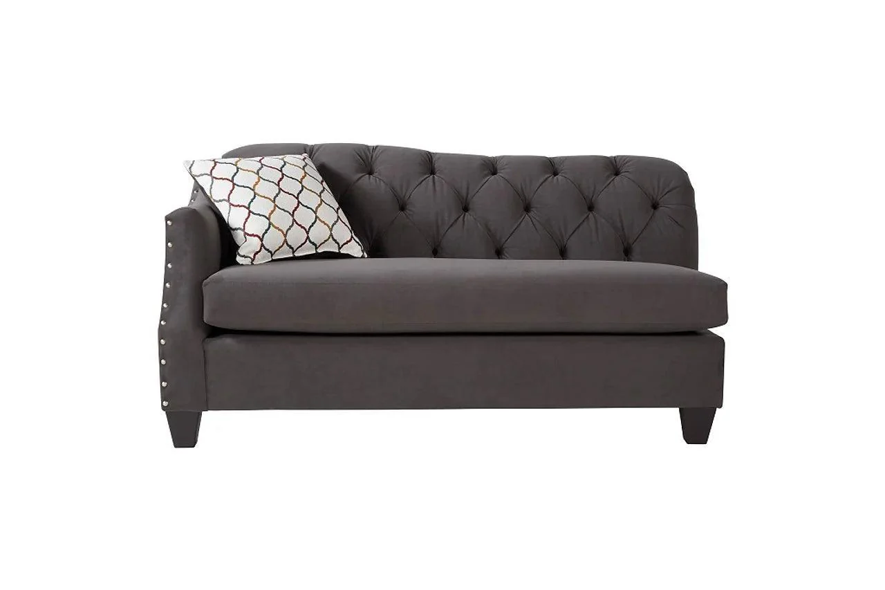 Bing Ash Gray Fabric Tufted Sofa - Image 3