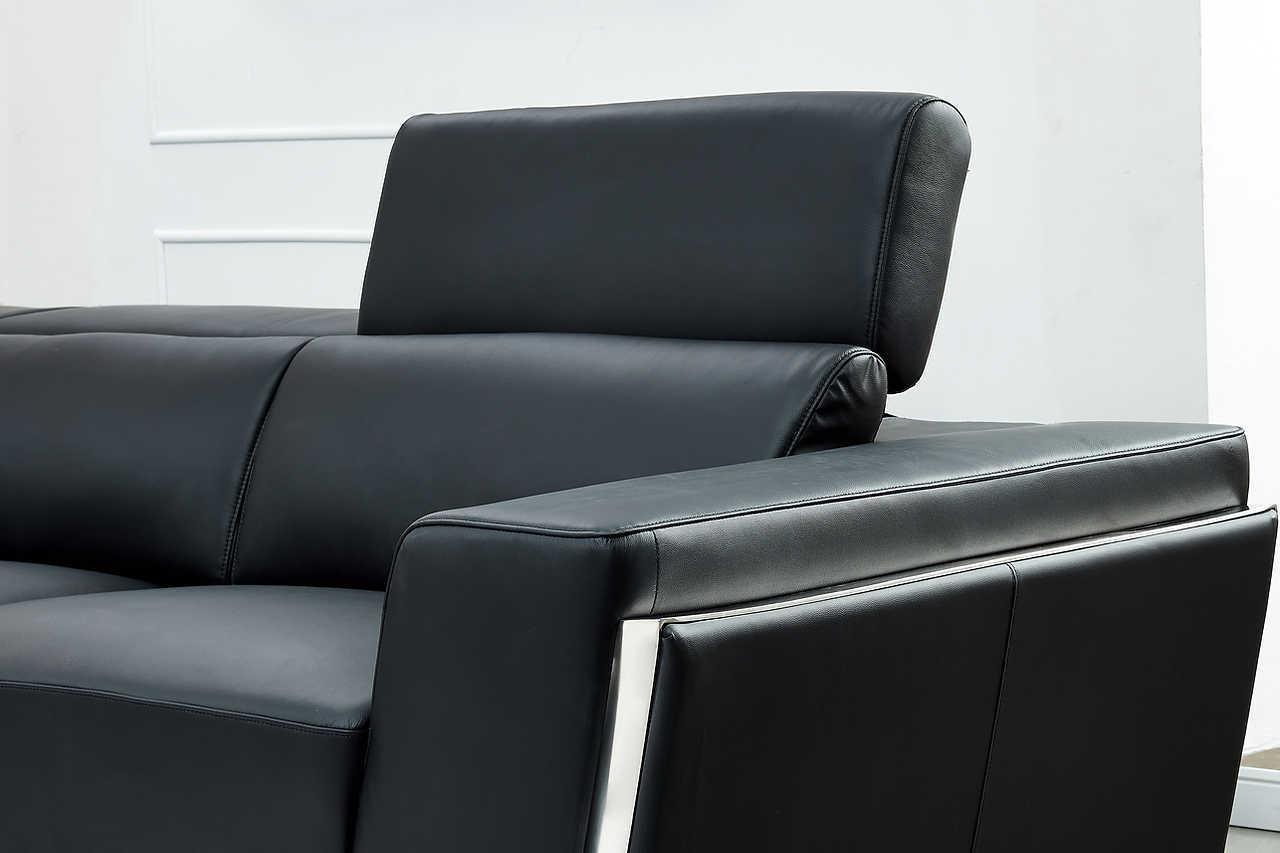 Domo Black Leather Sectional - Image 2