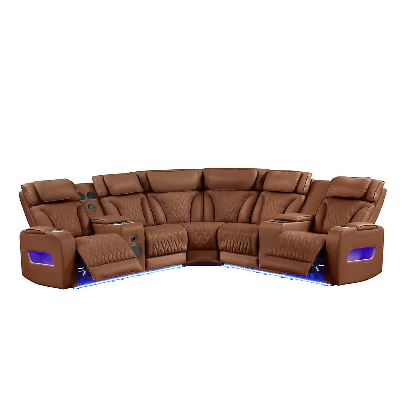 Skyline Brown Caramel Power Reclining Sectional - Image 3