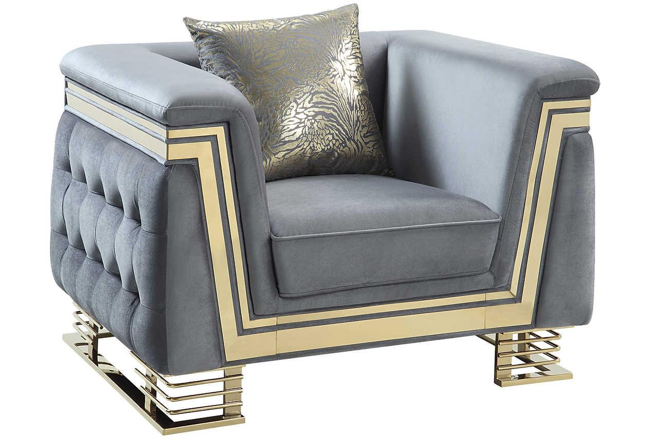 Ashton Grey Gold Upholstered Chair - Image 1