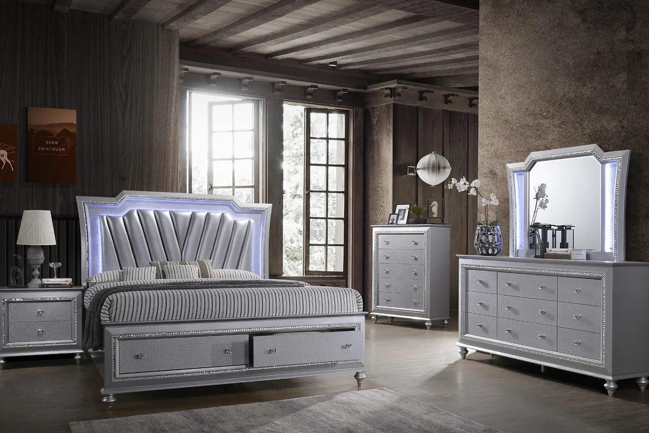 Barcelona Silver 2-Drawers Nightstand - Image 2