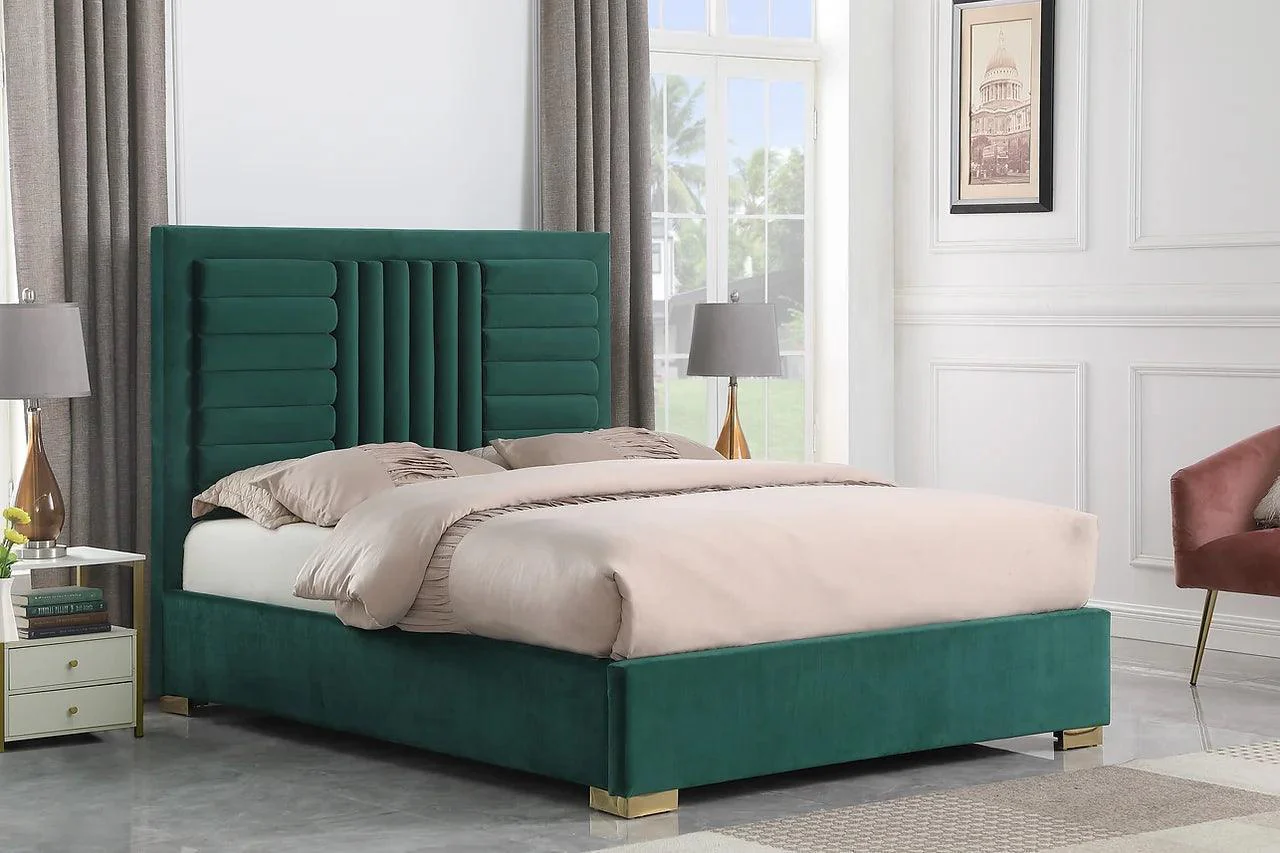 Anita Green Upholstered Platform King Bed - Image 1