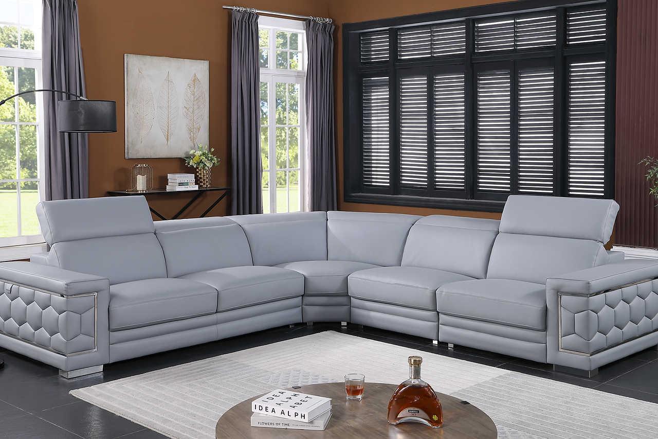 Favo Light Blue Leather Sectional - Image 1