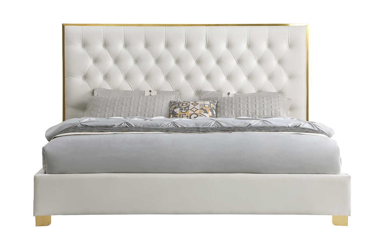 Rose Cream Upholstered Tufted Platform King Bed - Image 2
