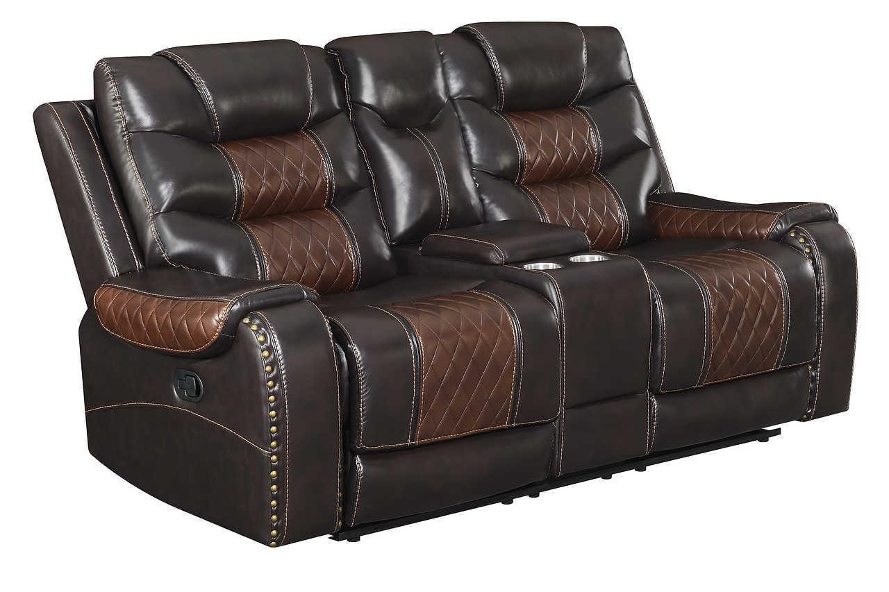 Phoenix Brown Faux Leather Cupholder 3-Piece Reclining Set - Image 3