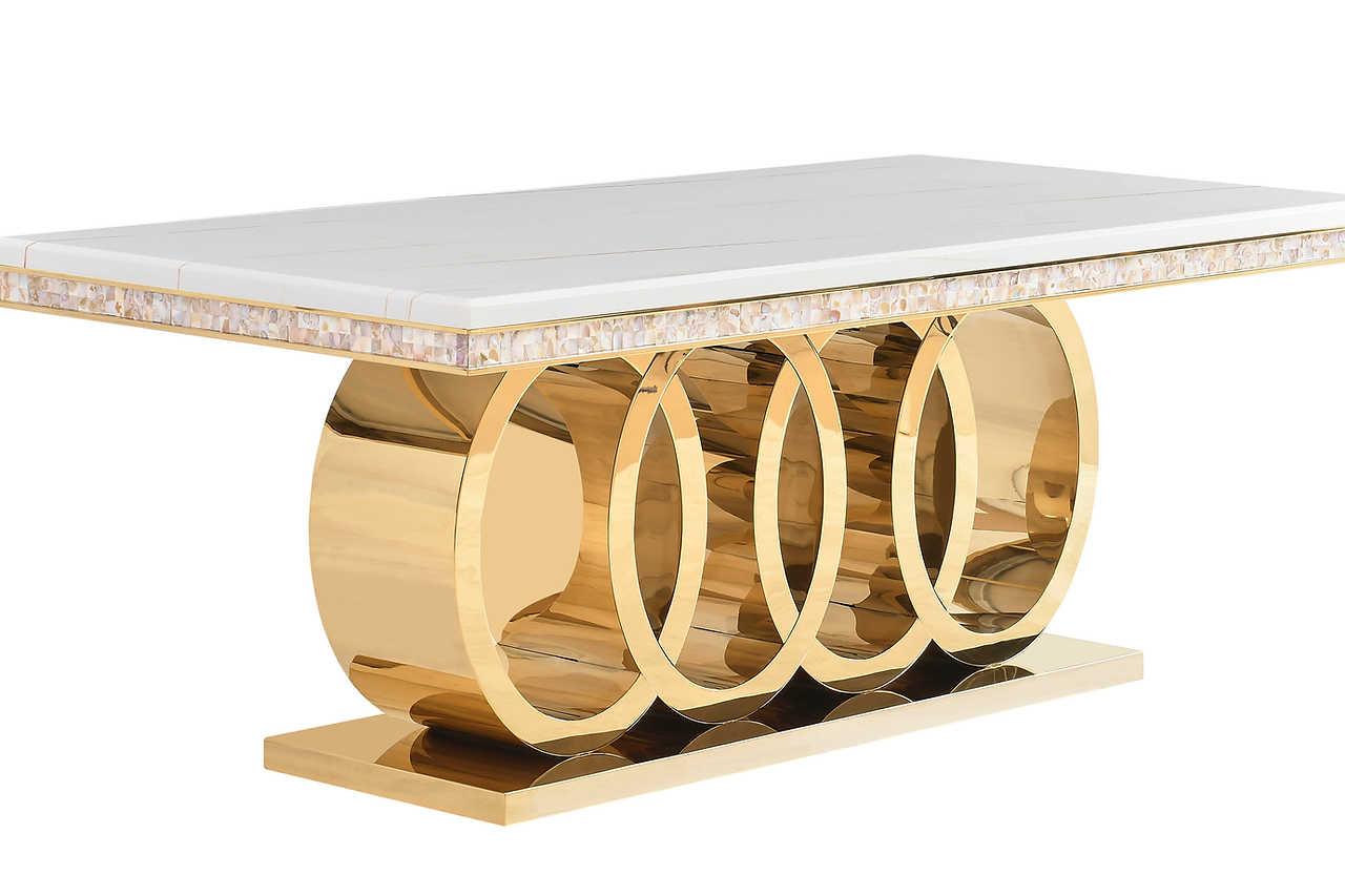 Giovanni White Gold Dining Table - Image 1