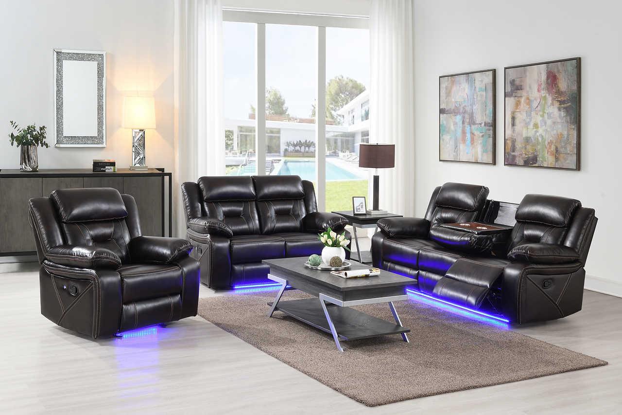 Concord Dark Brown 3-Piece Reclining Set - Image 1