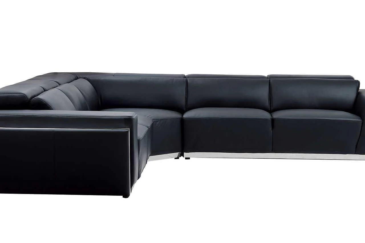 Domo Black Leather Sectional - Image 3