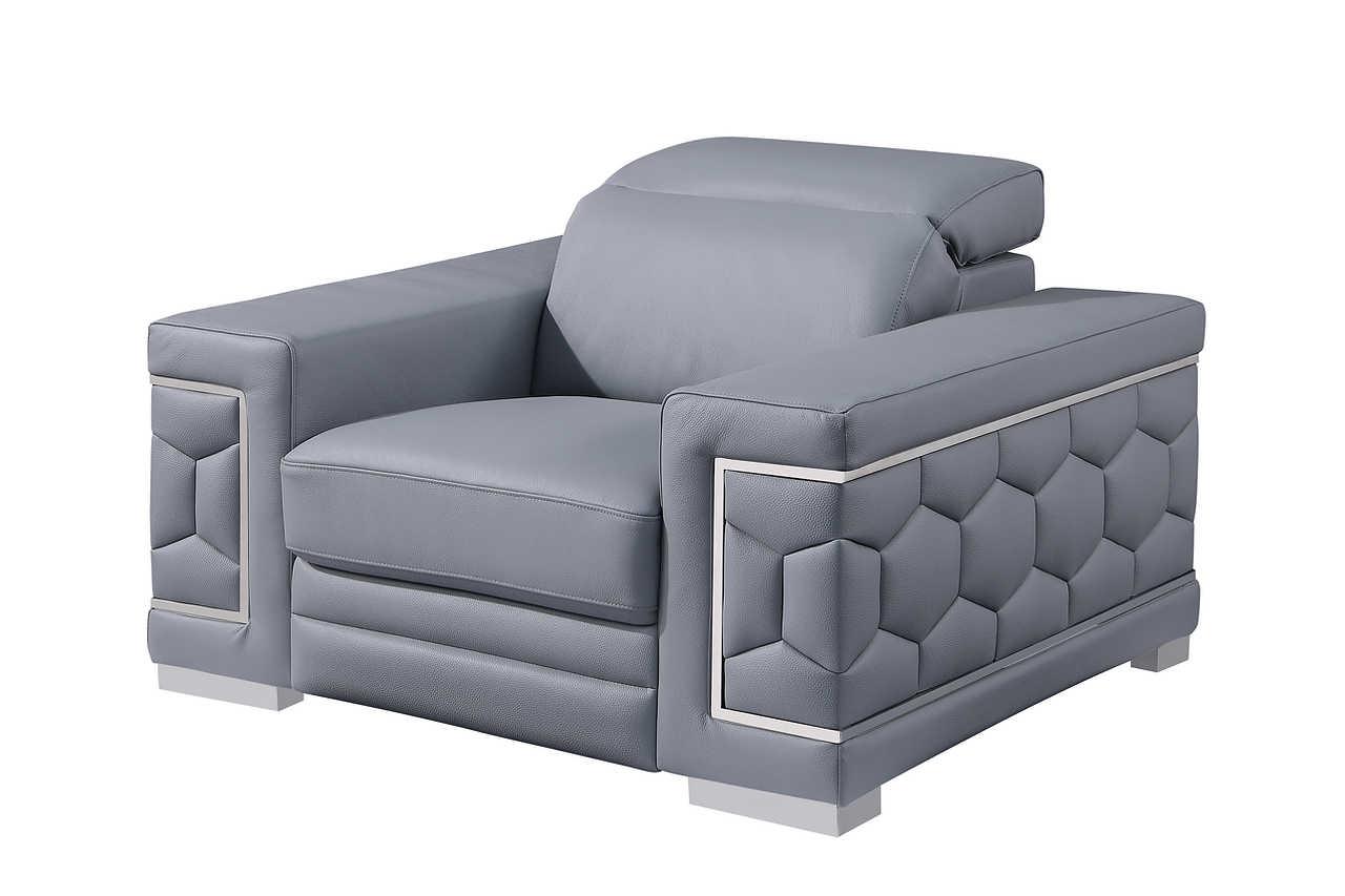 Favo Light Blue Leather Chair - Image 1