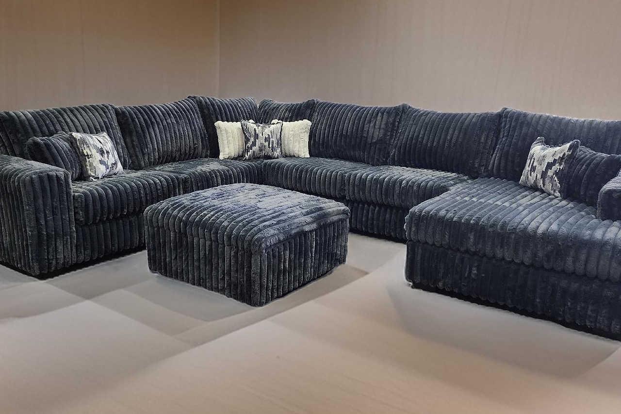 Texan Gray Corduroy Sectional - Image 1