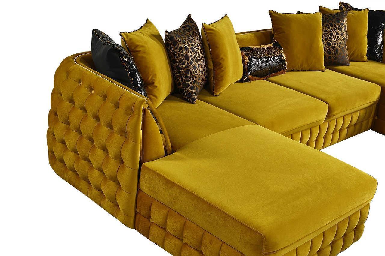 Sicilya Mustard Velvet Sectional - Image 2