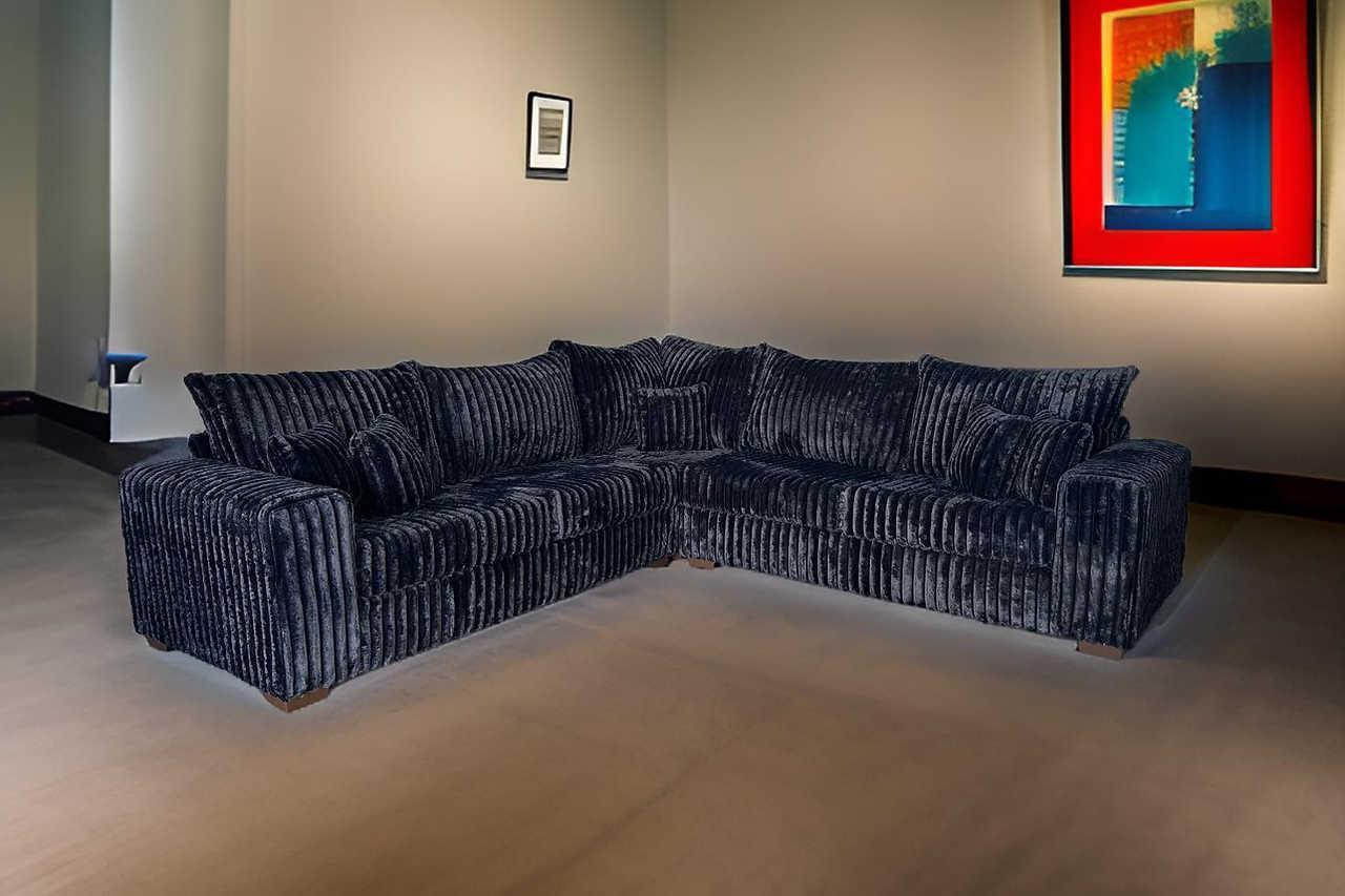 Noah Black Corduroy Sectional - Image 1