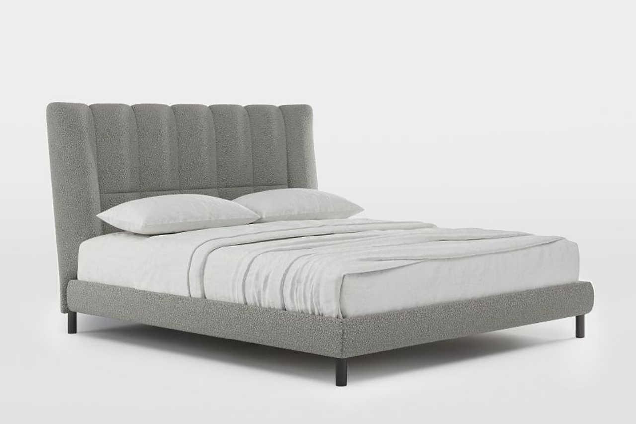 Cato Gray Upholstered Platform Queen Bed - Image 2