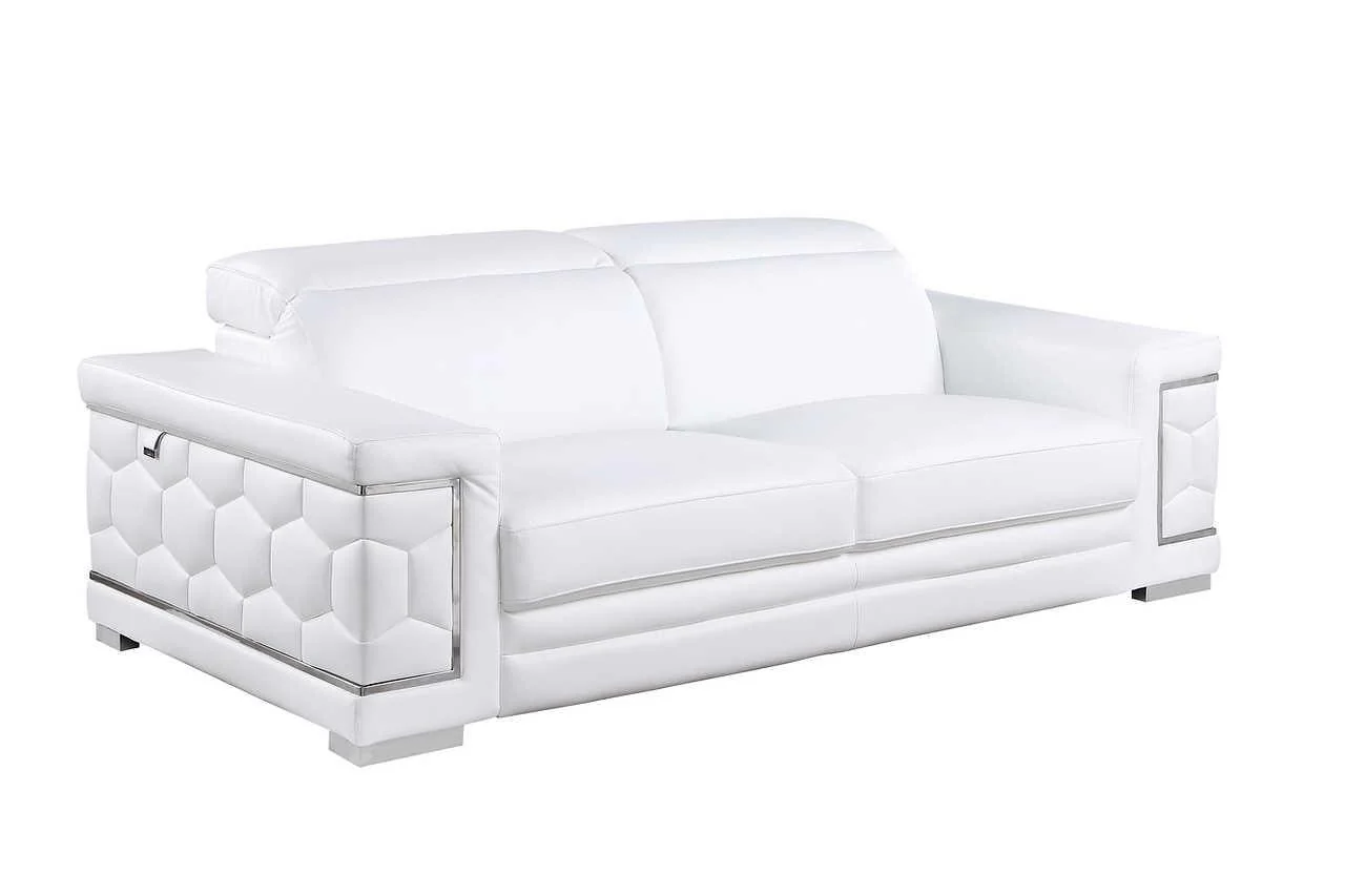 Favo White Leather Living Room Set - Image 3