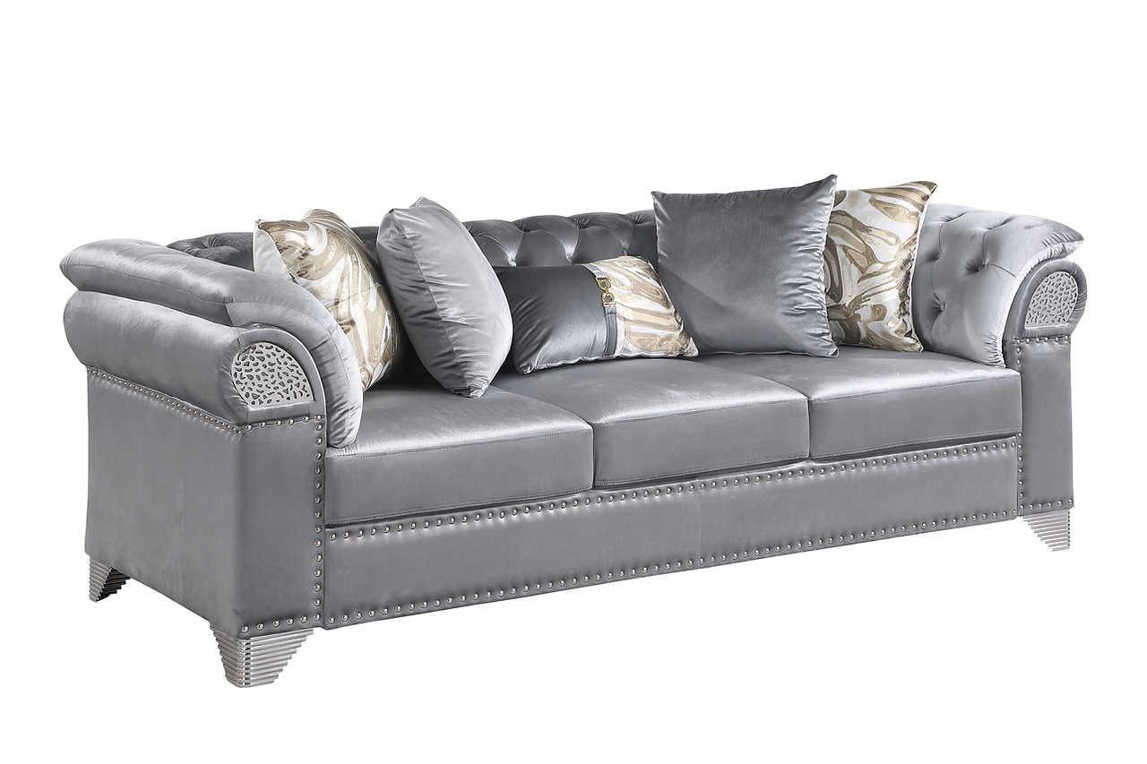 Emma Gray Velvet Living Room Set - Image 3