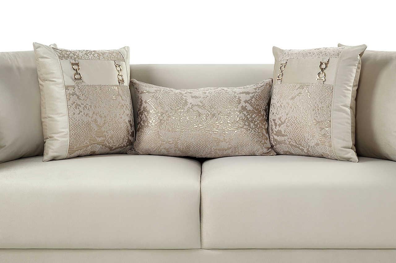 Monaco Cream Velvet Living Room Set - Image 3