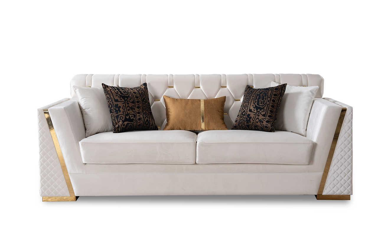 Hilena White Velvet Living Room Set - Image 2