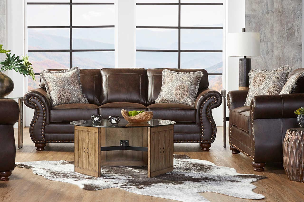 Ridgeline Brownie Polished Fabric Upholstered Sofa - Image 2