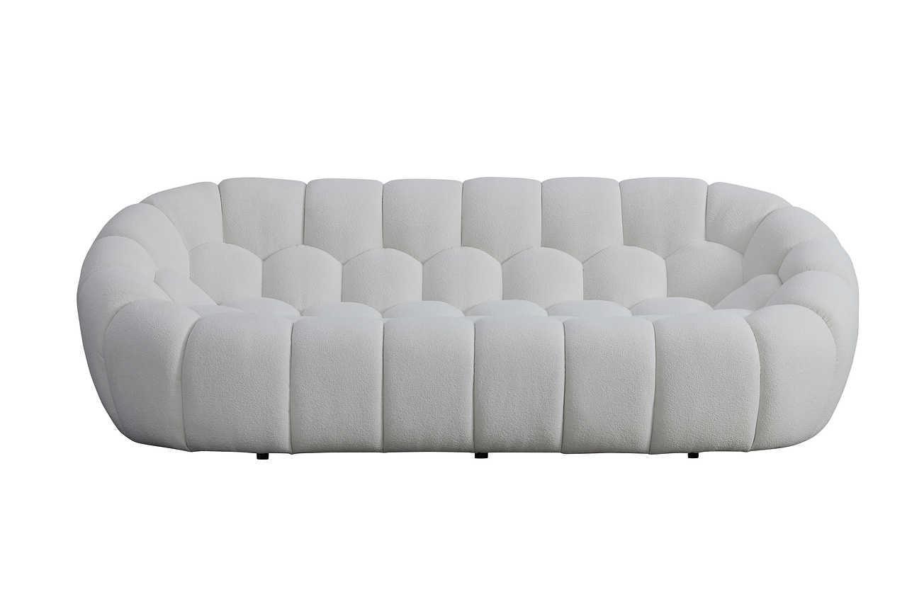 Bubbles White Boucle Living Room Set - Image 3