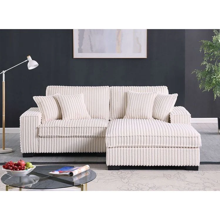 Comfy II Cream Corduroy Fabric Sectional - Image 3