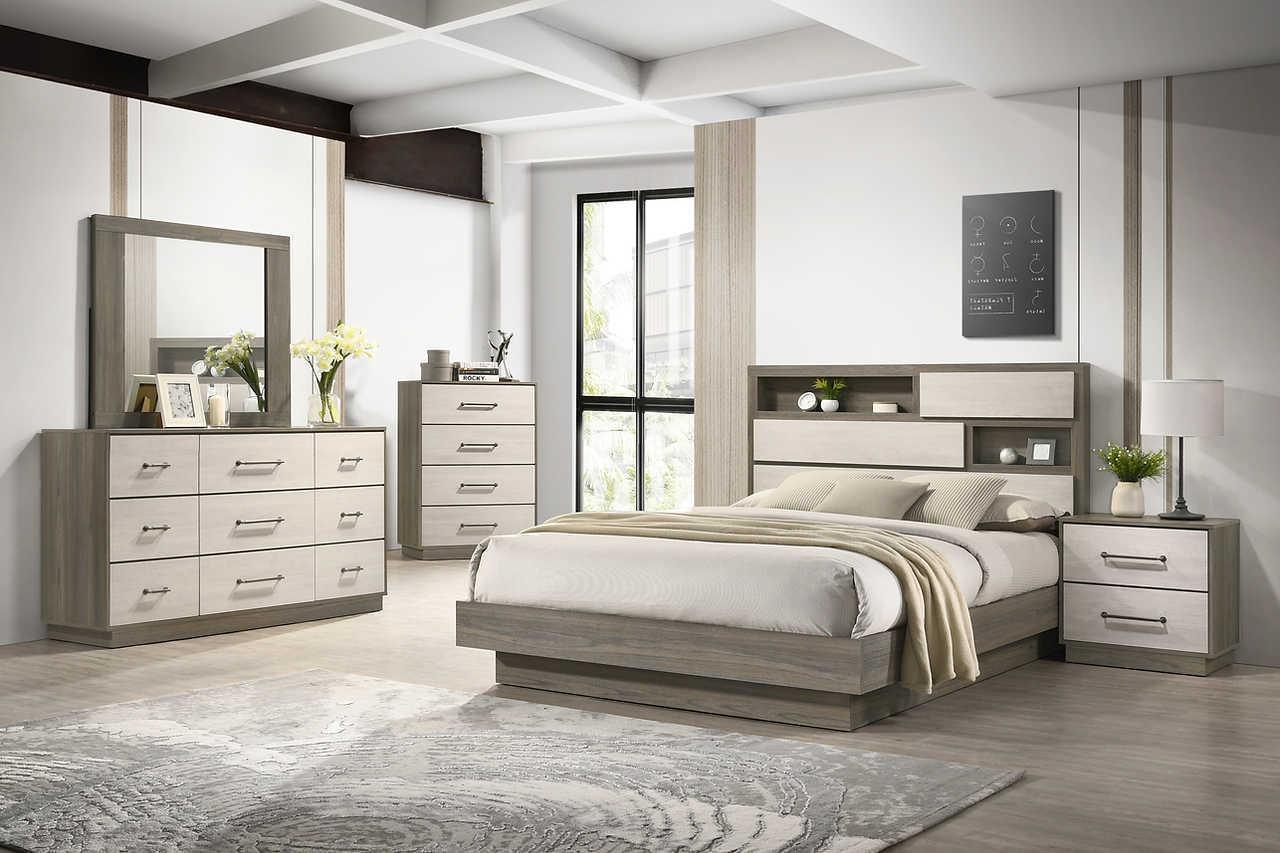 River Light Gray Bookcase Platform Bedroom Set - Image 1