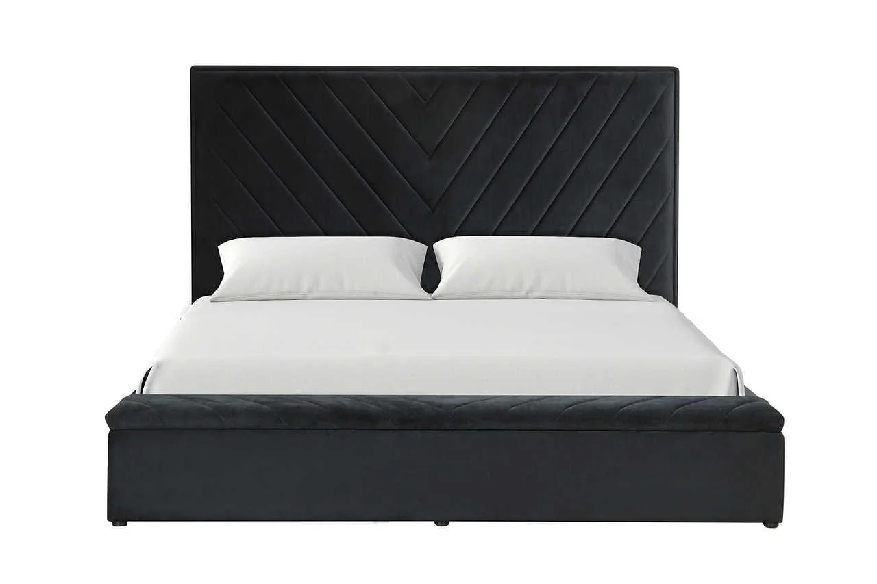 Mio Black Velvet Panel King Bed - Image 3
