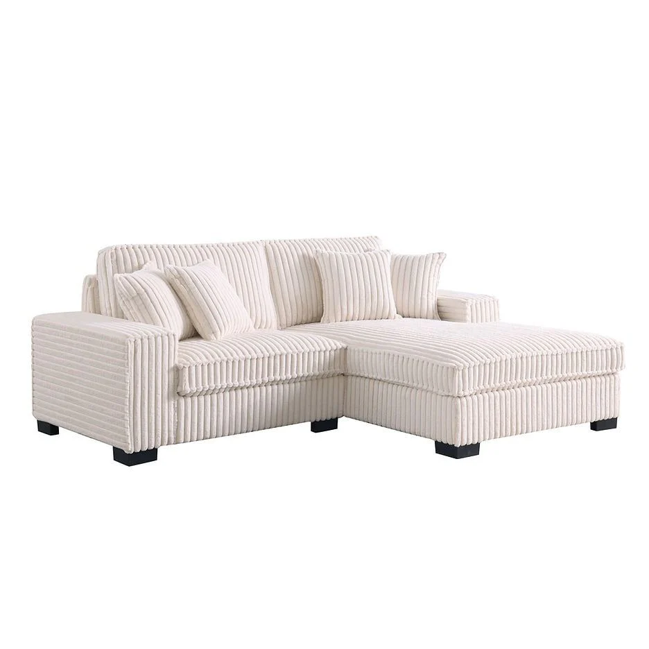 Comfy II Cream Corduroy Fabric Sectional - Image 2