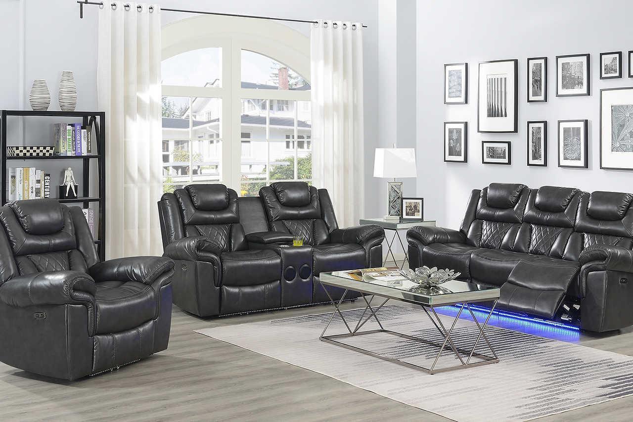 Party Time Gray Power Reclining Set - Image 1