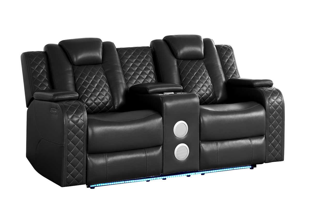 Eclipse Black Air Leather 3-Piece Power Reclining Set - Image 3