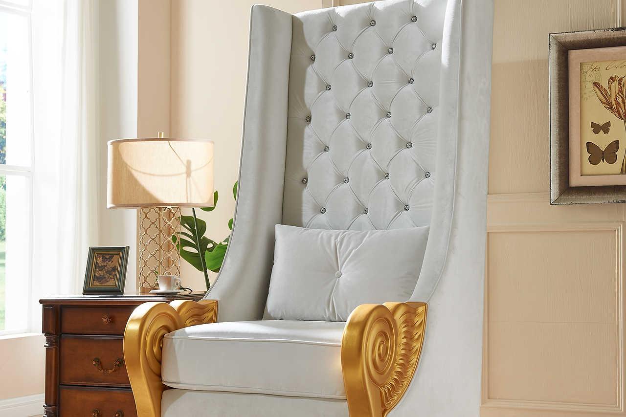 Throne White 62.5" Tall Accent Chair - Image 1
