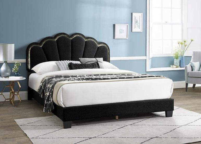 Gul Black Upholstered Platform Queen Bed - Image 1