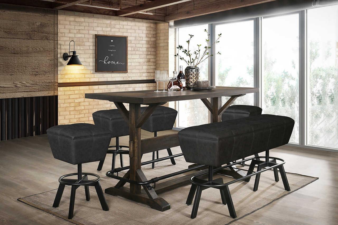 Valmont Dark Brown Counter Height Set