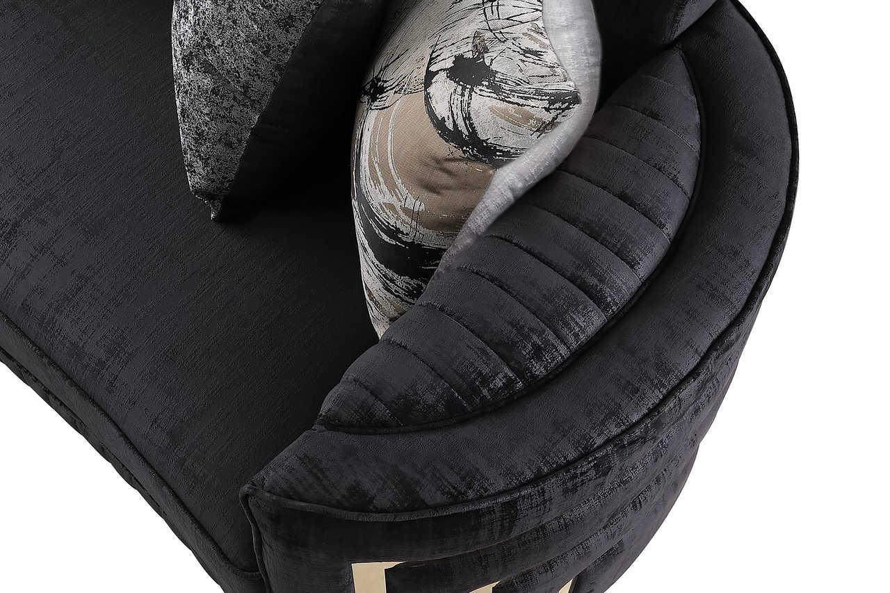 Minerva Black Velvet Living Room Set - Image 3