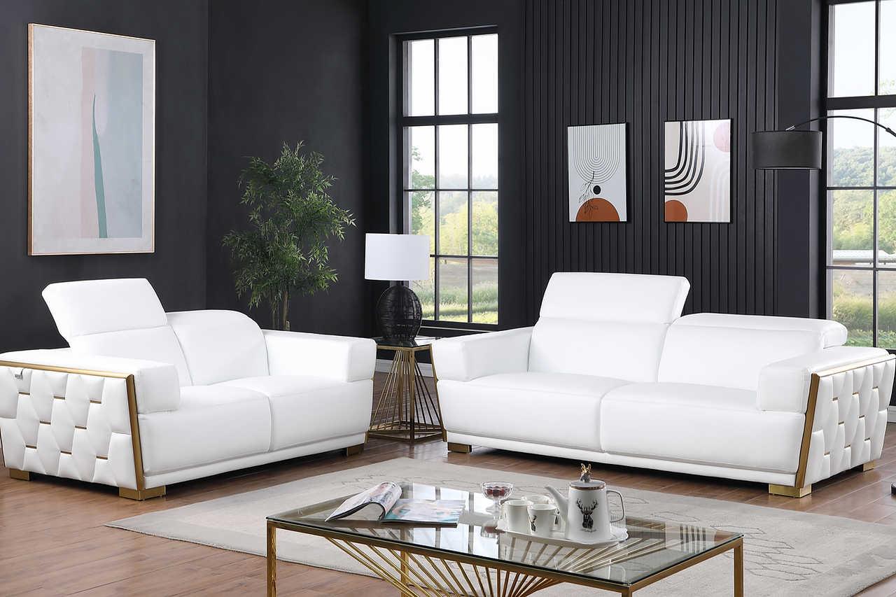 Hexor White Leather Living Room Set - Image 2