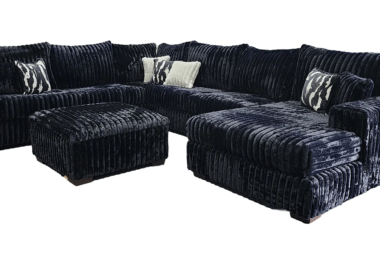 Texan Black Corduroy Ottoman - Image 2