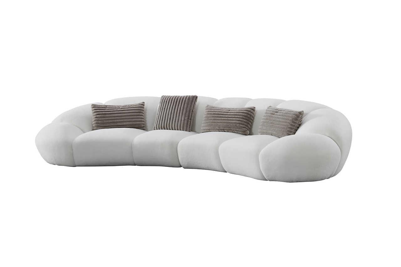 Big Cloud White Soft Fur Fabric Oversize Sectional - Image 2