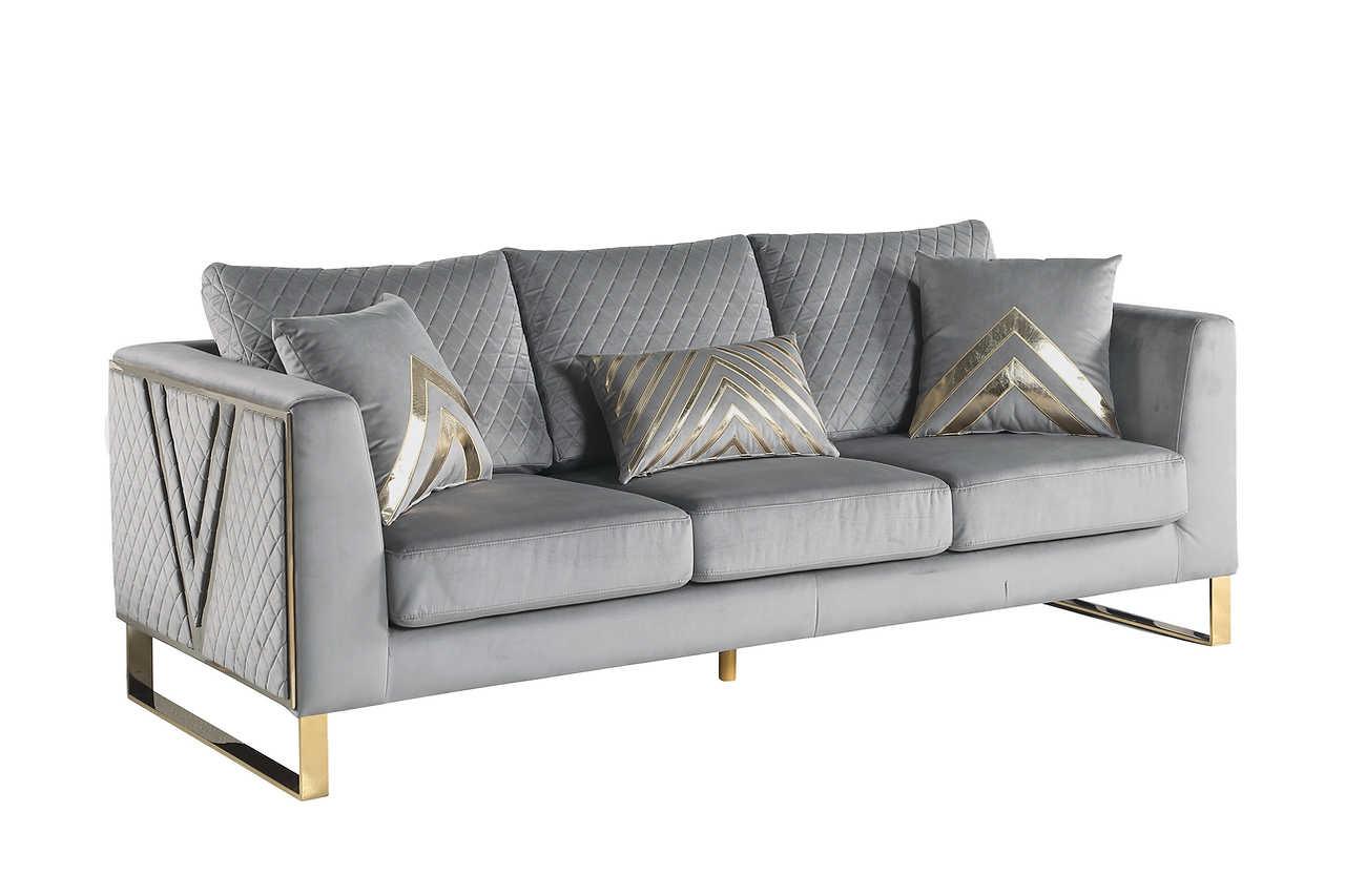 Vista Bonita Gray Velvet Living Room Set - Image 3