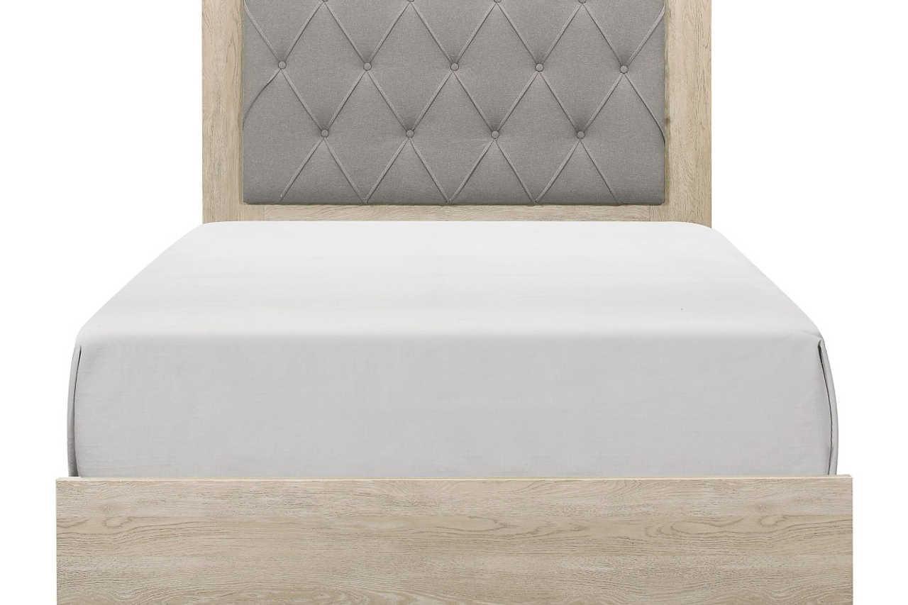 Giza Light Gray Upholstered Tufted Panel Bedroom Set - Image 2