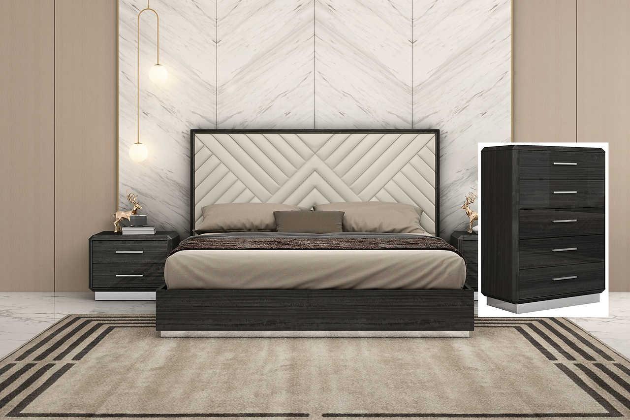 Dion Gray Upholstered Platform Queen Bed - Image 2