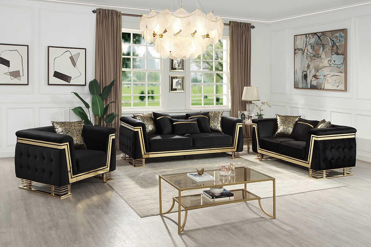 Ashton Black Gold Upholstered Chair - Image 2
