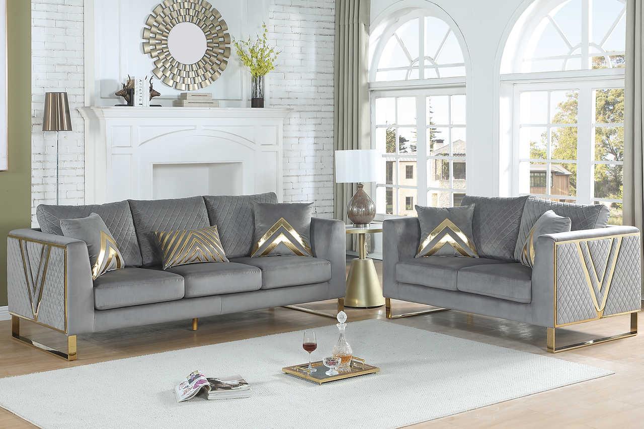 Vista Bonita Gray Velvet Living Room Set - Image 2