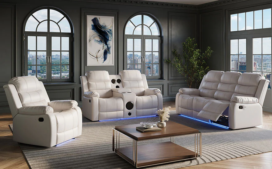 Marisol White Air Leather Living Room Set - Image 1