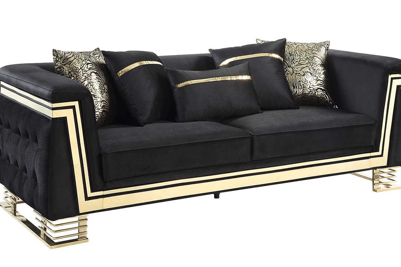 Ashton Black Gold Upholstered Chair - Image 3