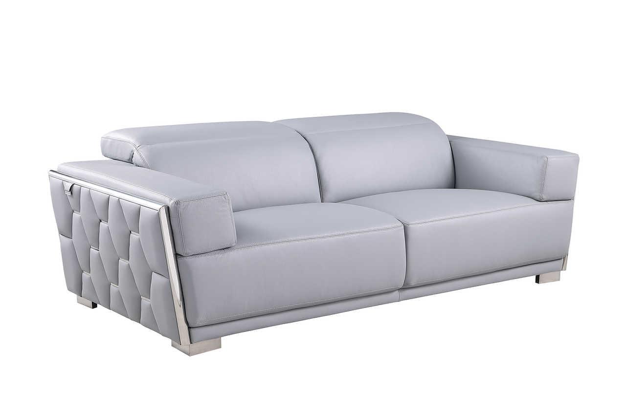 Hexor Light Blue Leather Living Room Set - Image 3