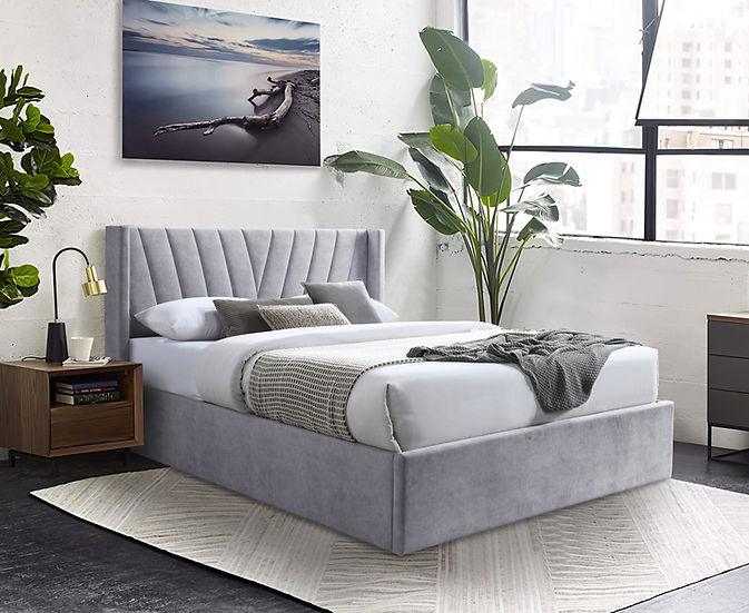 Ellie Grey Upholstered Storage Queen Bed - Image 1